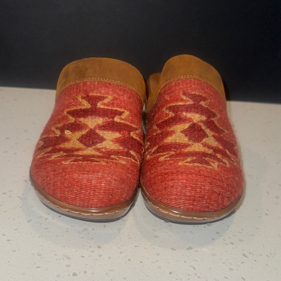Born Red and Brown Patterned Mules - Picture 1 of 9